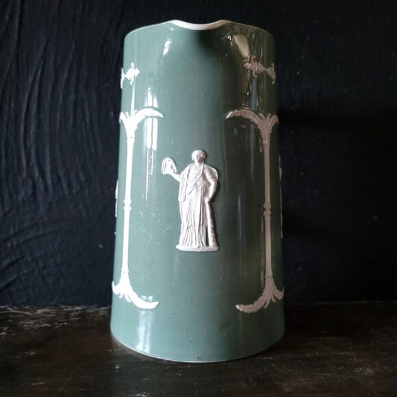 Antique Wardle England Green Grecian Cameo Pottery Pitcher, Green Milk Jug - Picture 3 of 7